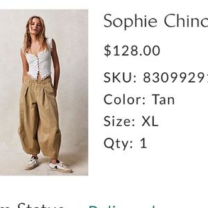 Free People Chino pants, color: tan, size XL